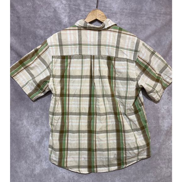 VINTAGE Y2K Ecko Unltd. Plaid Button Up Tan Brown Green Orange size L - Picture 4 of 4